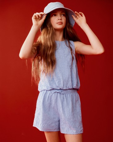Bubble Hem Embroidered Tank Top