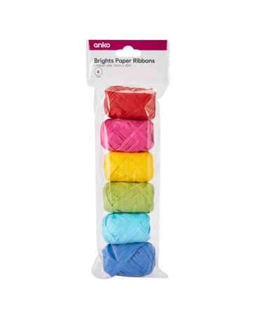 6 Piece Paper Ribbons, Bright - Anko