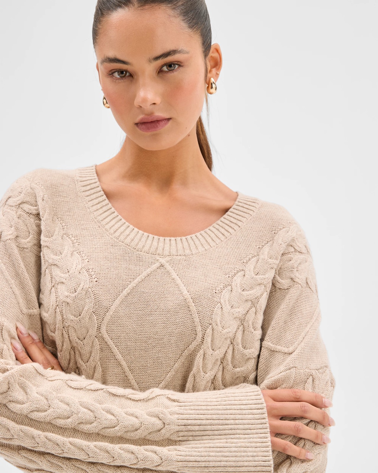 Lily Loves Cable Knit Jumper - Pine Nut Marle 4 of 6