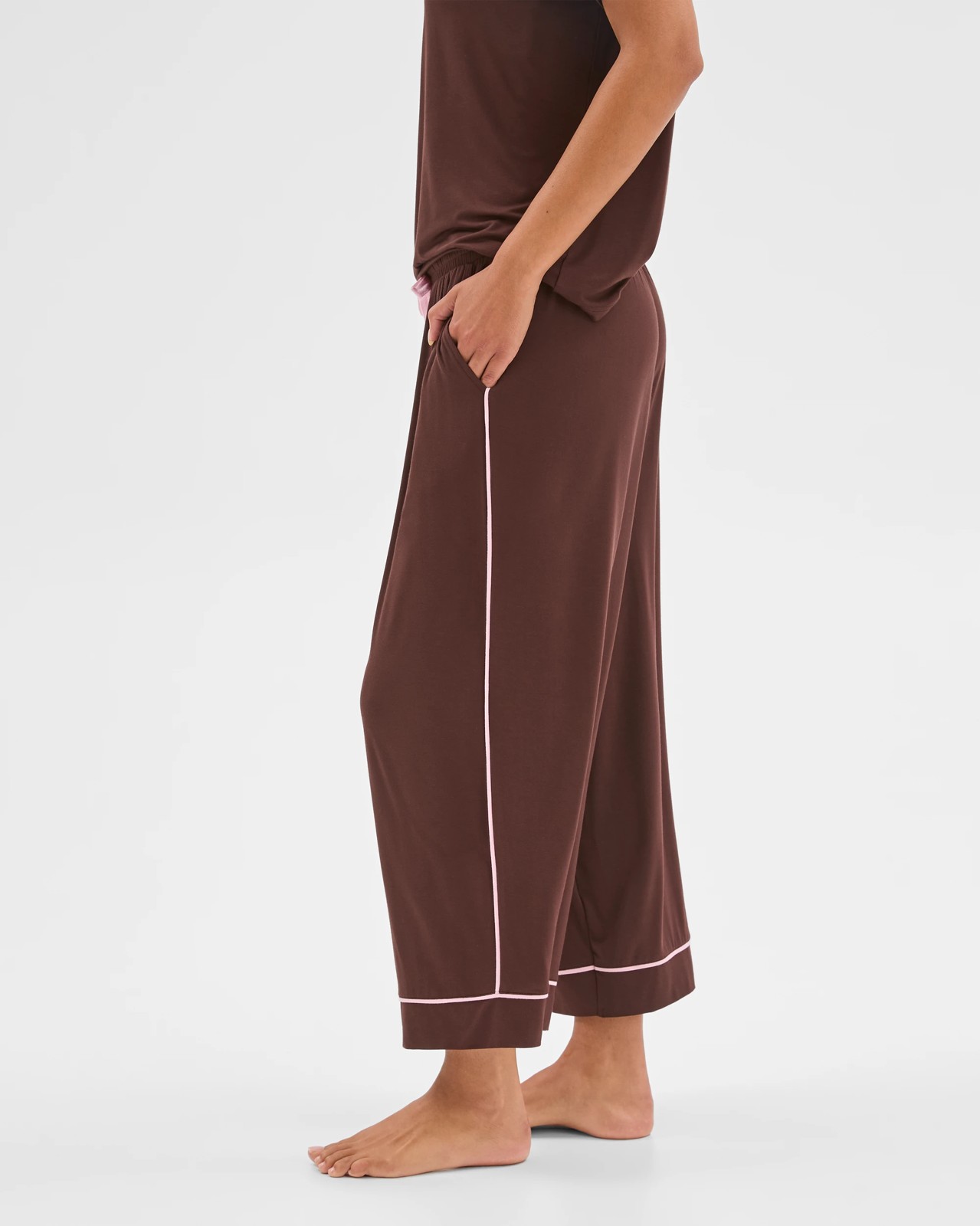 Soft Comfort Bamboo Culotte Sleep Pants - Chocolate 3 of 6