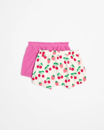 Baby Organic Cotton Shorts 2 Pack - Cherries & Strawberries