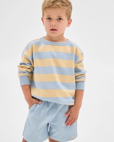 Australian Cotton Textured Fleece Crew Top and Short Set