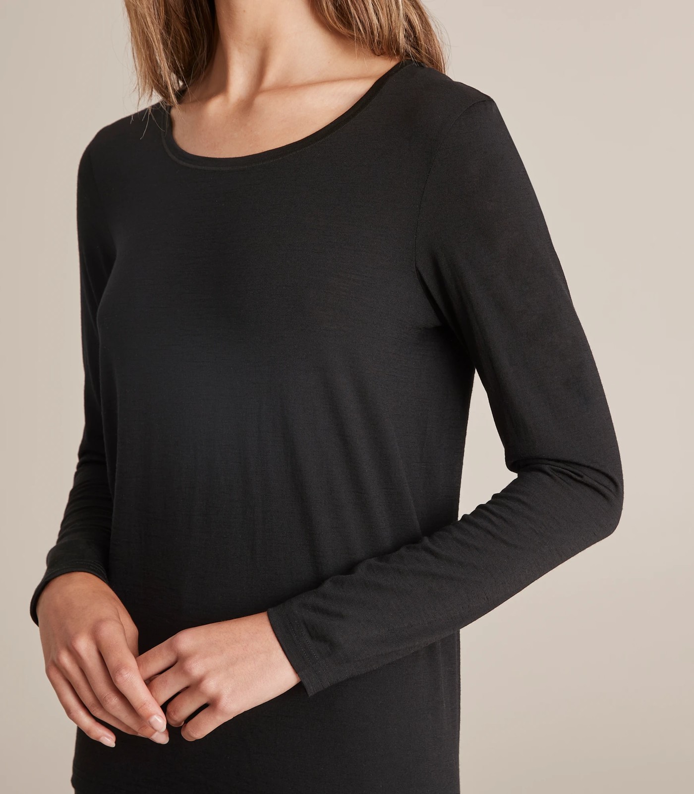 Ladies Black Cotton Blend Thermal Underwear Spencer Long Sleeve