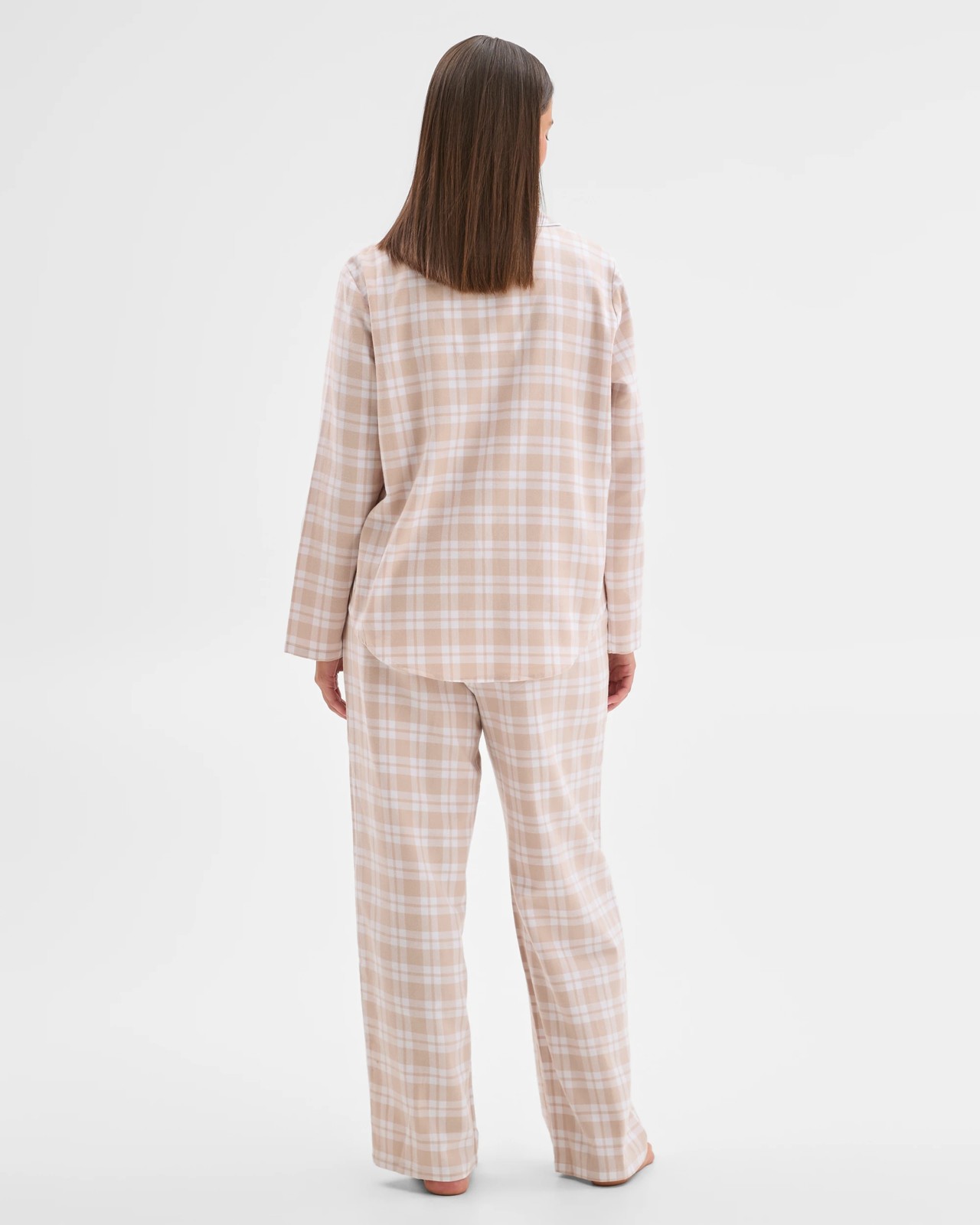 Australian Cotton Flannelette Pyjama Set - Gingham Neutral 5 of 5