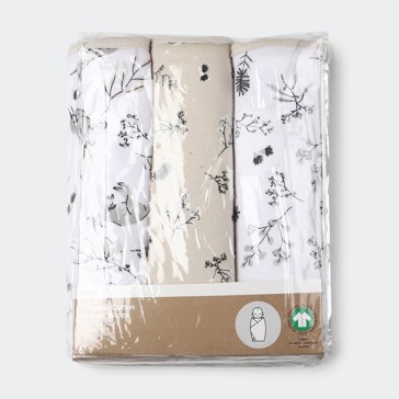 Organic Cotton Interlock Wraps, 3 Pack - Anko