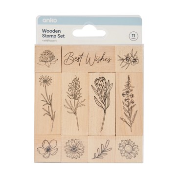 11 Pack Wooden Stamp Set - Anko