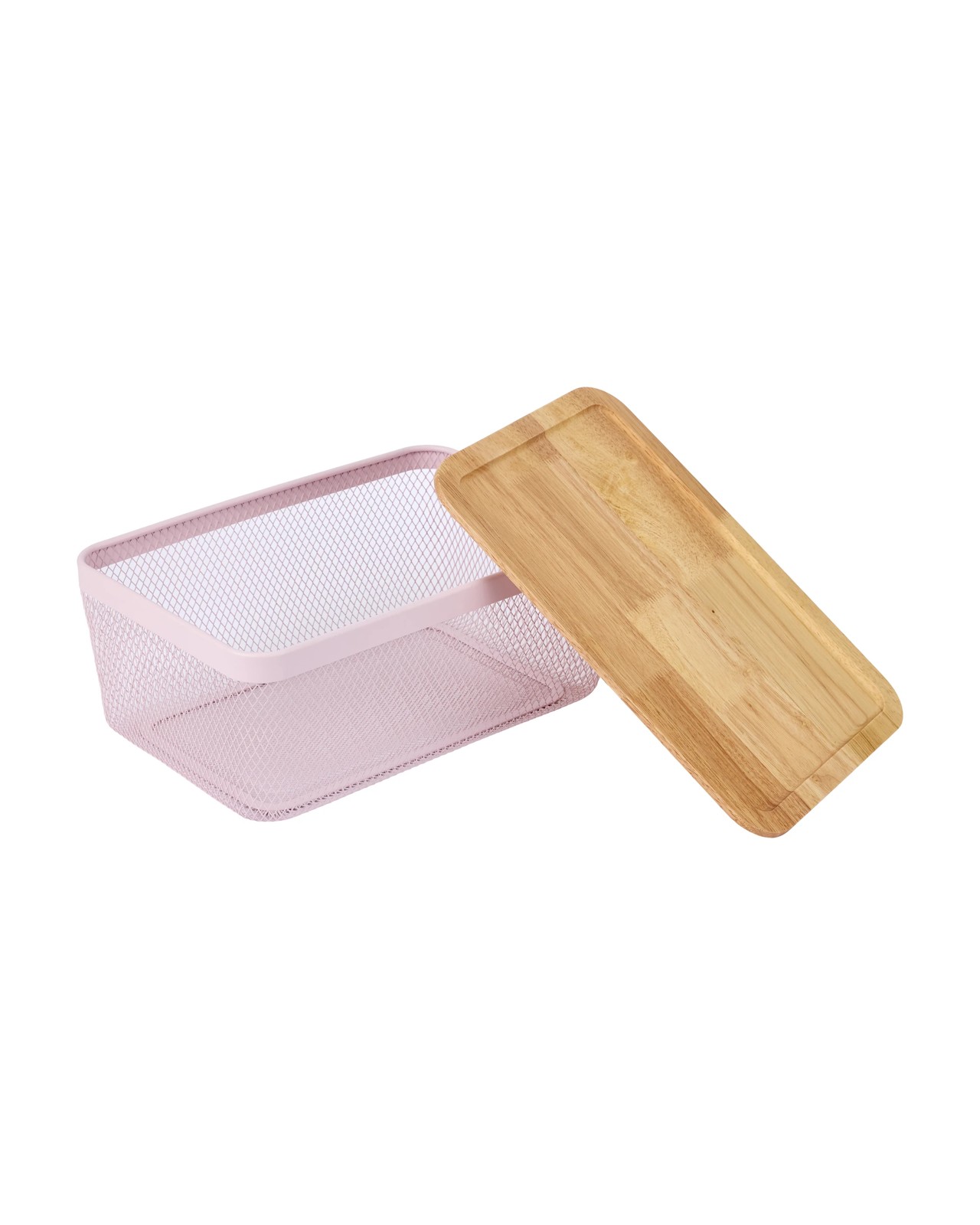Anko Large Basket with Wooden Lid - Pink 2 of 6