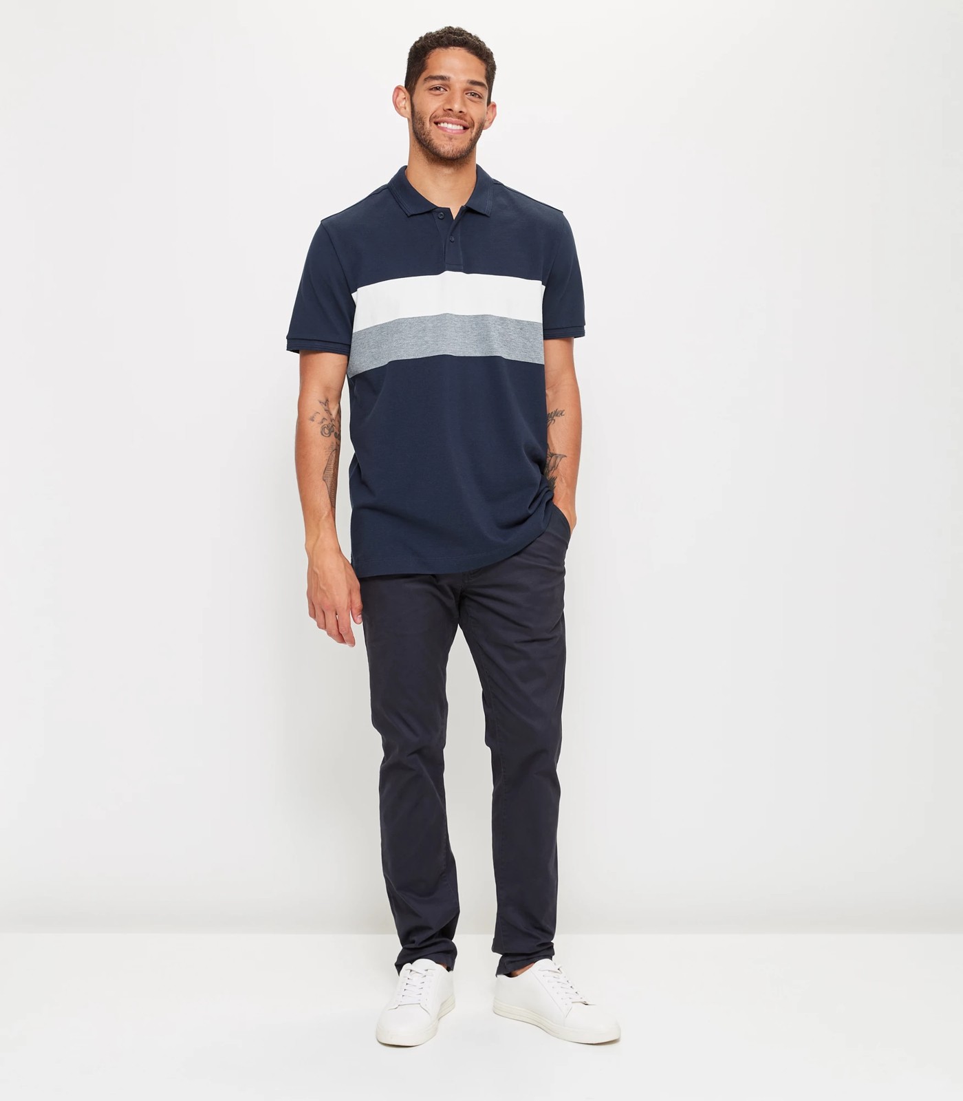 Panel Striped Short Sleeve Polo Shirt | Target Australia