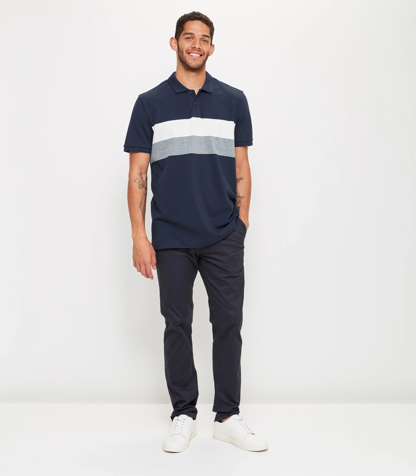 Panel Striped Short Sleeve Polo Shirt | Target Australia