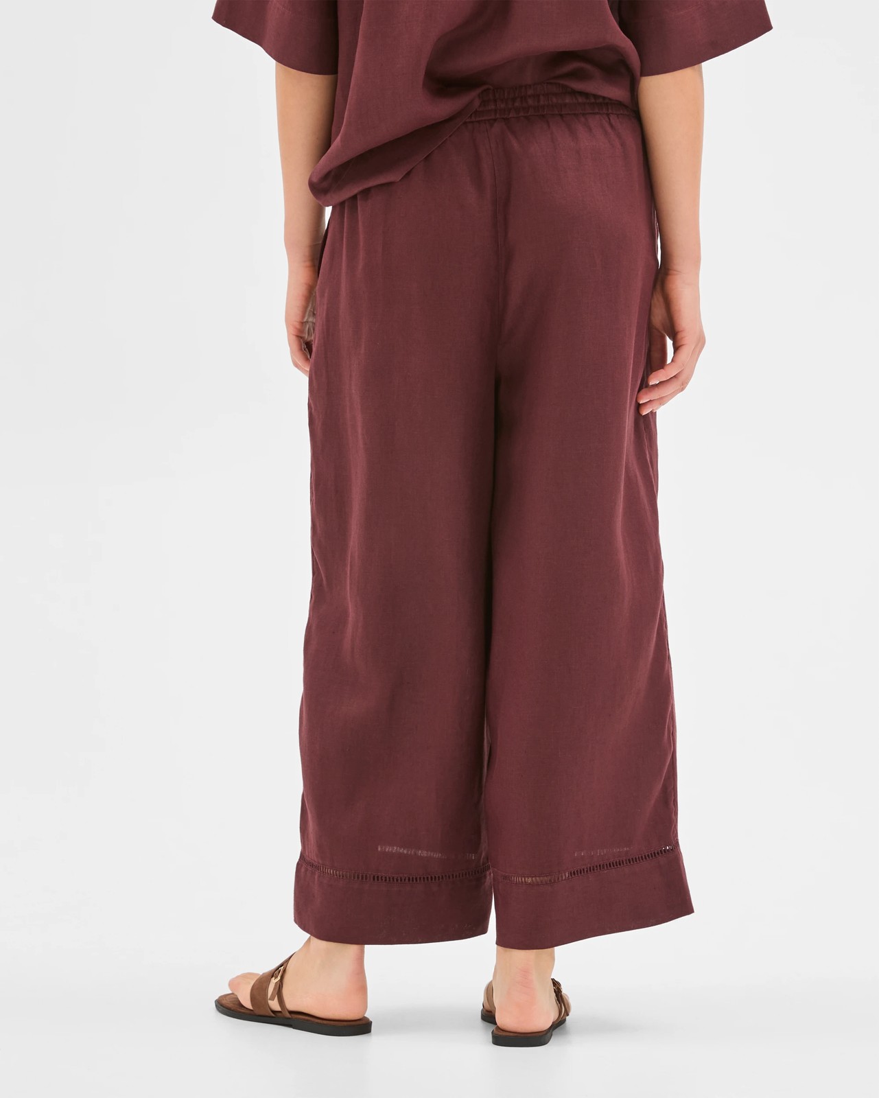 Resort European Linen Trim Crop Pants - Chocolate Plum 6 of 6