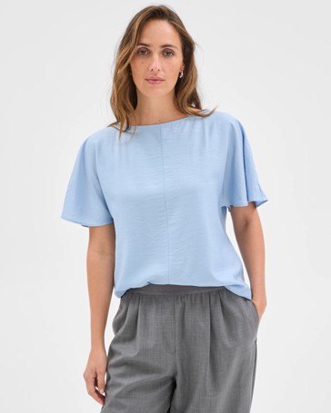 Preview Short Flutter Sleeve Textured Blouse