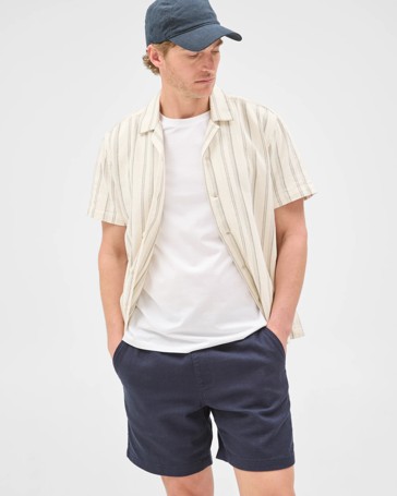 Australian Cotton Short Sleeve Textured Stripe Shirt