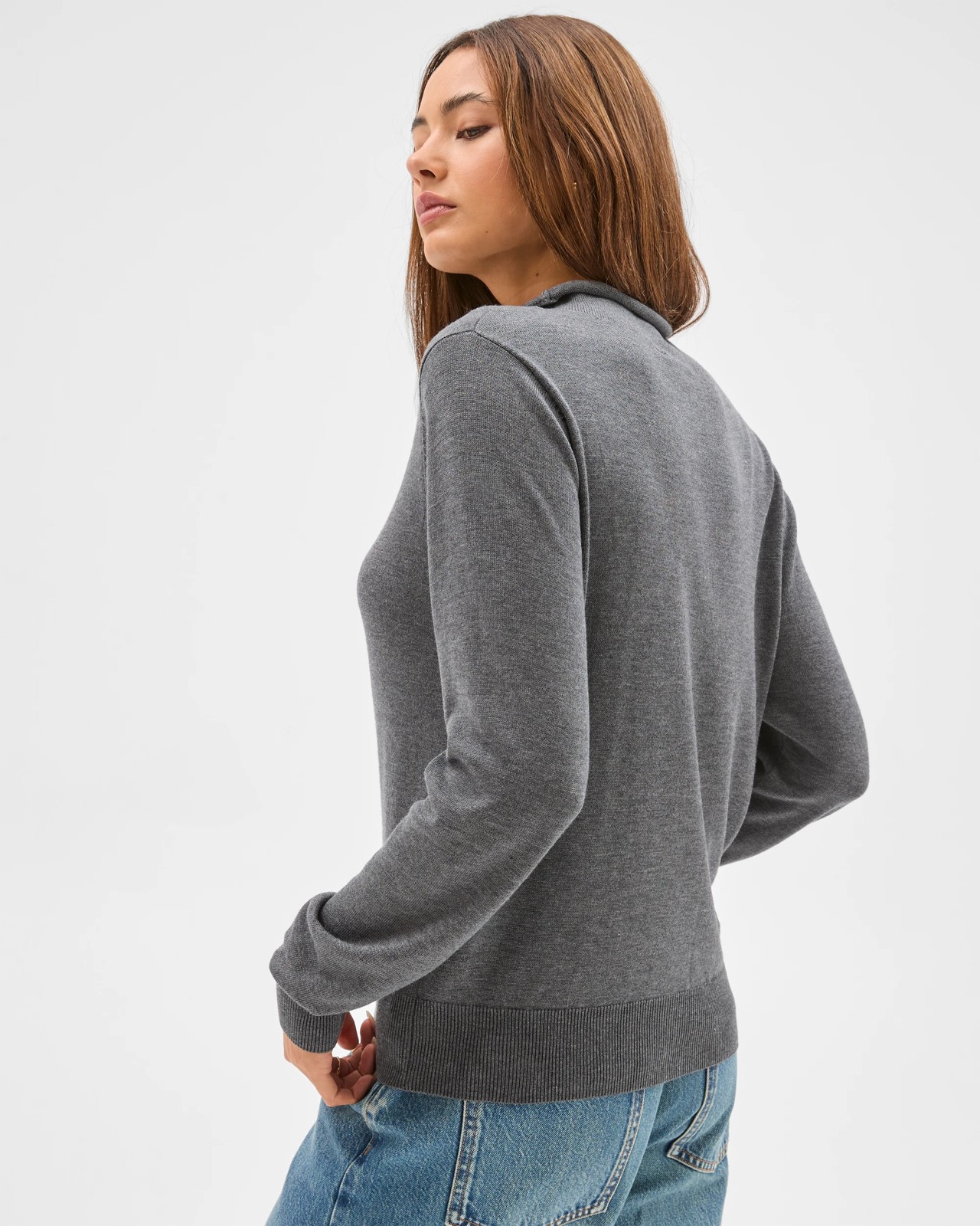 Lily Loves High Neck Cardigan - Shadow Marle 6 of 6