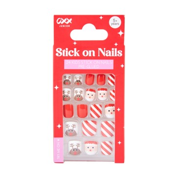 Pack Kids Pre-Glued Stick-On Nails, Christmas Characters - OXX Junior