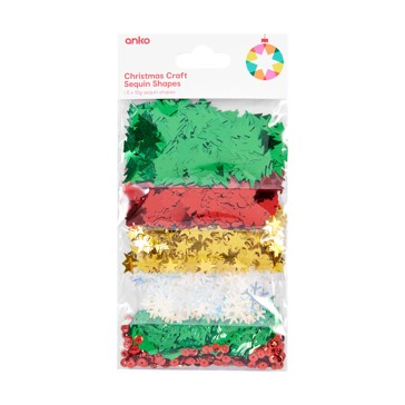 5 Pack Christmas Craft Sequin Shapes - Anko