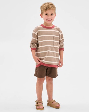 Australian Cotton Stripe Long Sleeve Pocket T-Shirt