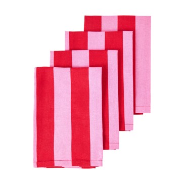 4 Pack Pink & Red Stripe Napkins - Anko