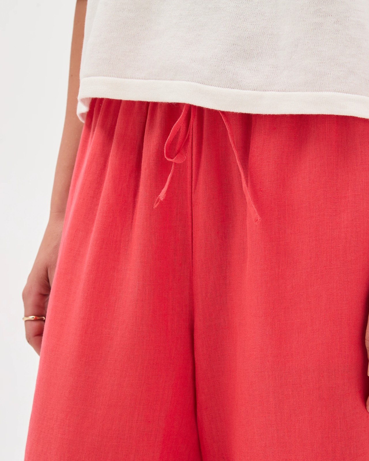 European Linen Cropped Pants - Cranberry 5 of 6