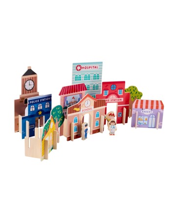 Anko 33 Piece Wooden Town Playset