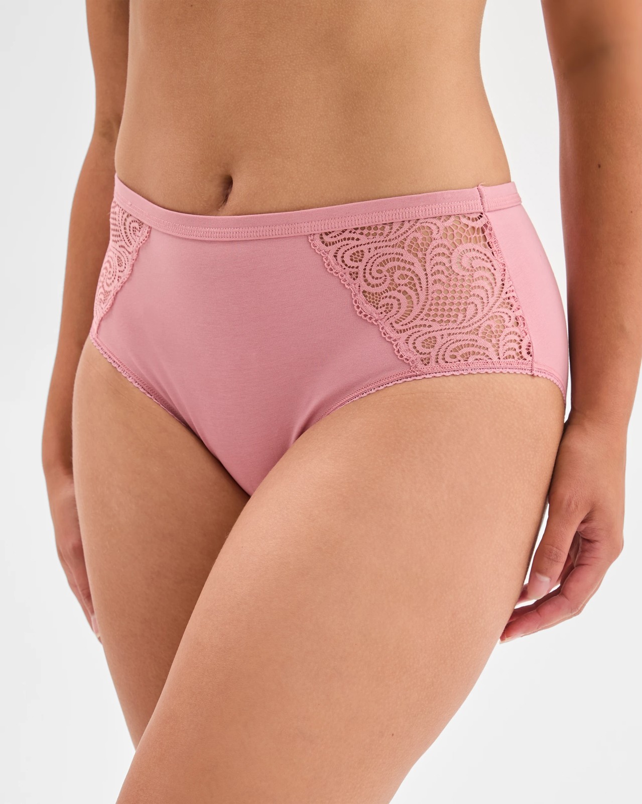Australian Cotton and Lace 2 Pack Midi Briefs - Foxglove 3 of 4