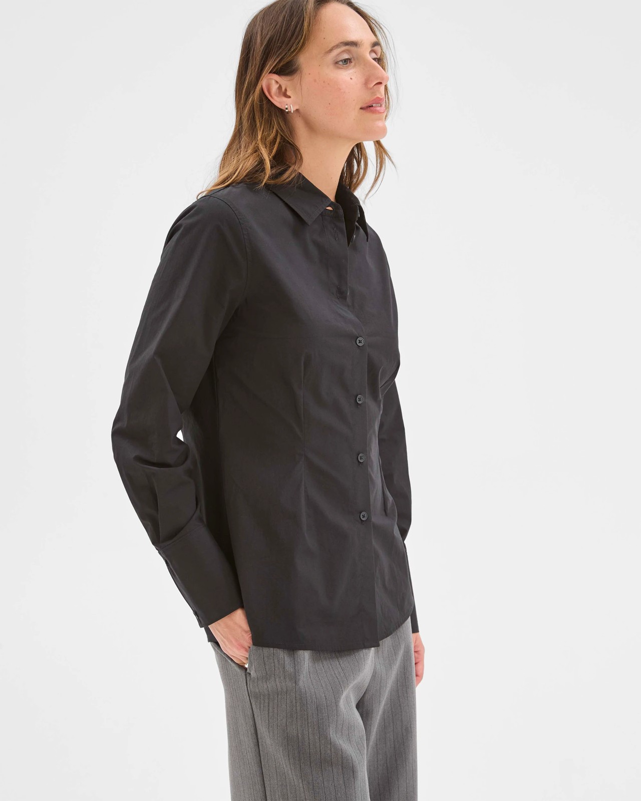 Preview Australian Cotton Tailored Waist Shirt - Black 5 of 5