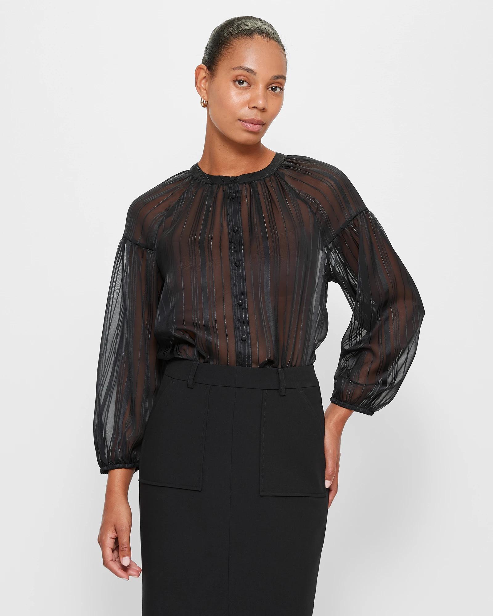Long Sleeve Gathered Blouse - Preview | Target Australia