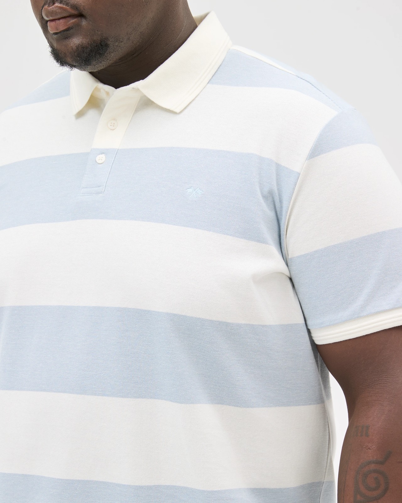 Plus Size Australian Cotton Block Stripe Polo Top - Neutral 5 of 6