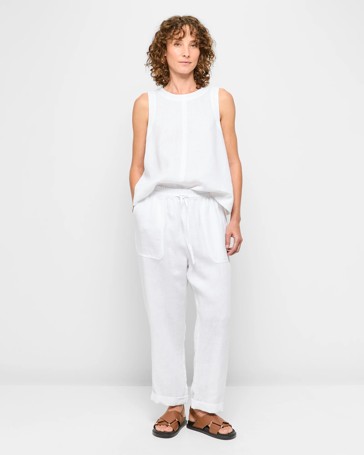 European Linen Tapered Leg Pants