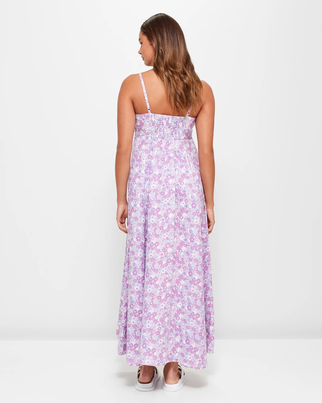 Linen Blend Strappy Babydoll Midi Dress - Lily Loves - Marnie Floral