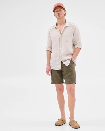 European Linen Pleated Chino Shorts