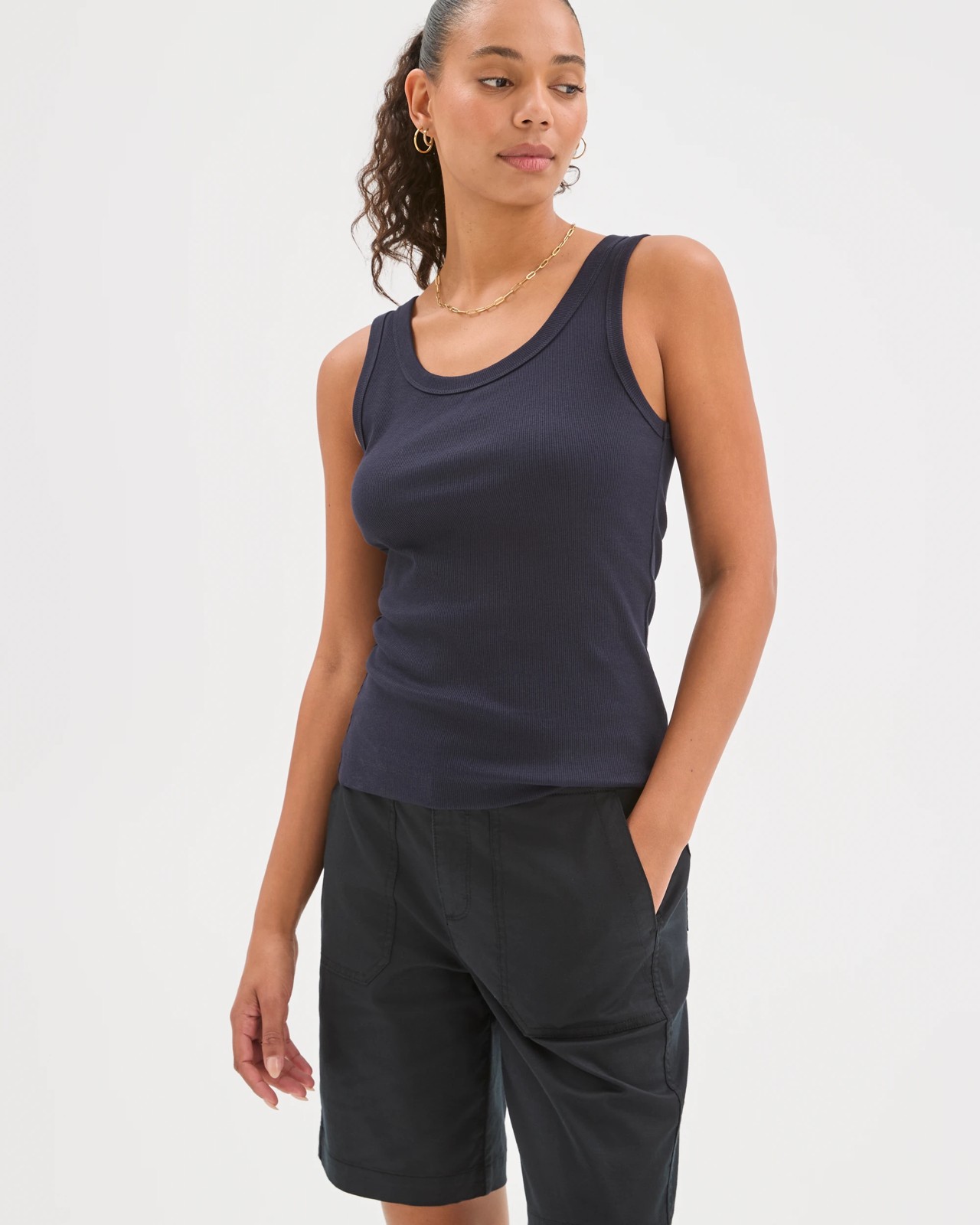 Rib Waist Shorts - Black 4 of 5