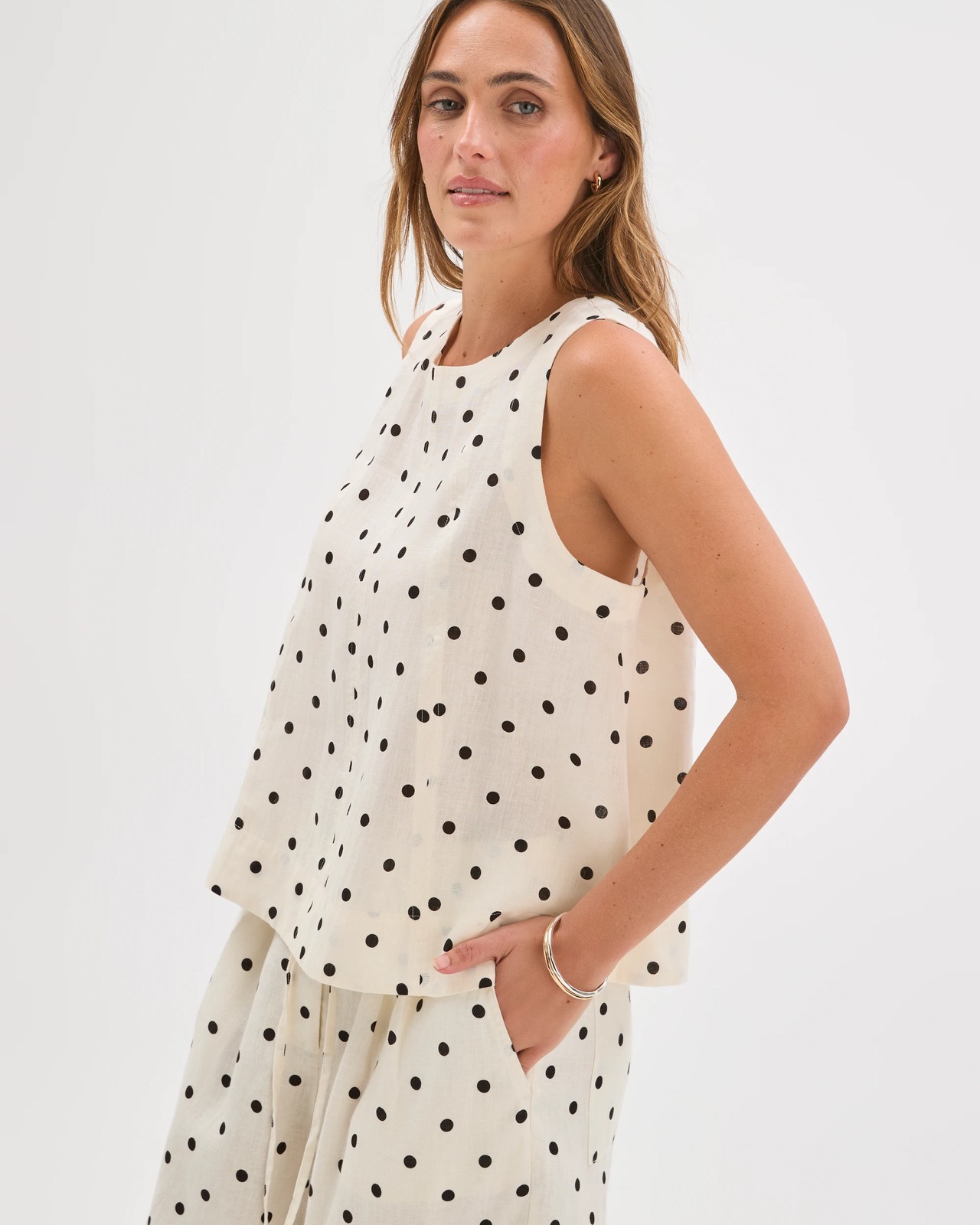 European Linen Swing Tank Top - Spot Print 4 of 6