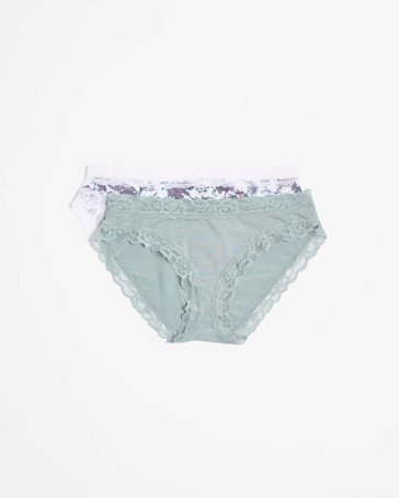 2 Pack Modal and Lace Bikini Briefs