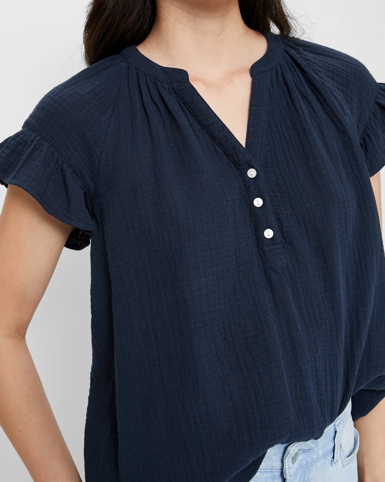Double Cloth Flutter Sleeve Blouse 5 of 5