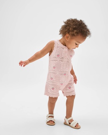 Baby Organic Cotton Crochet Knit Romper
