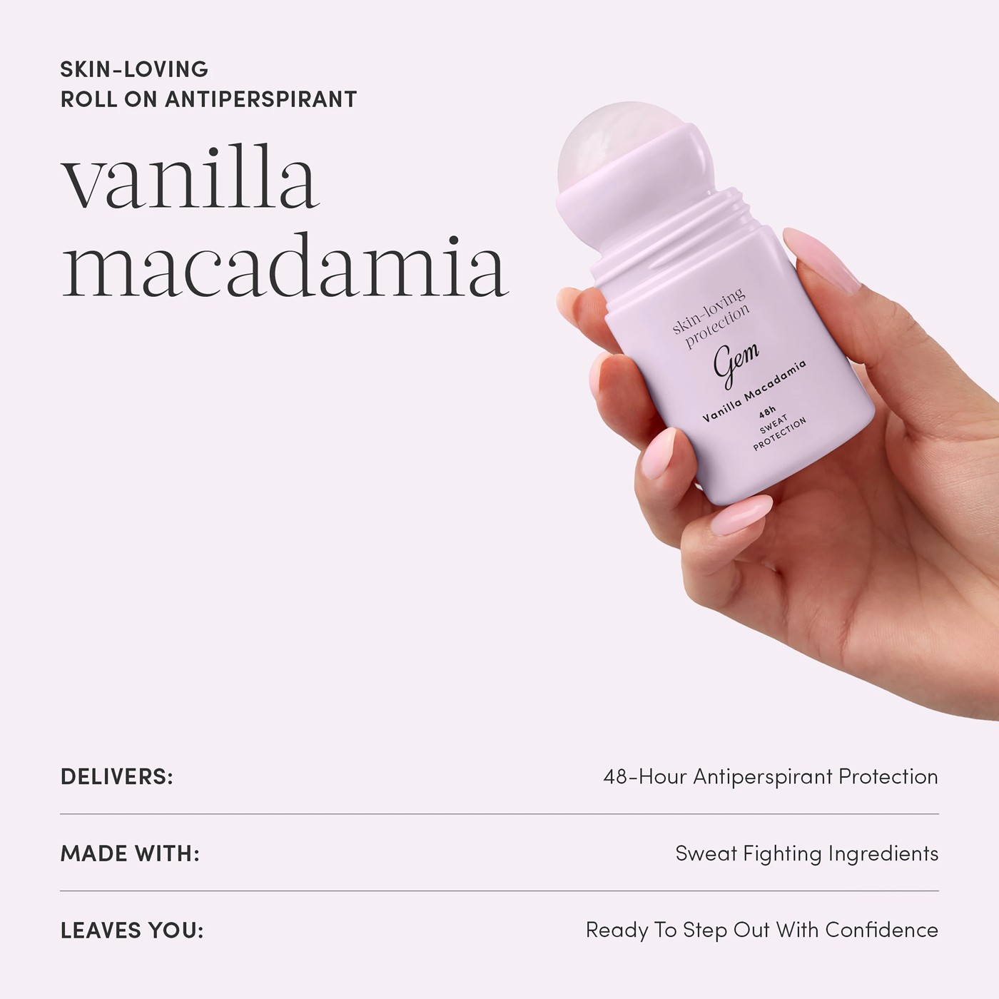 Gem Skin Loving Roll On Deodorant 50ml - Vanilla & Macadamia 5 of 5