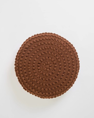 Zinnia Round Cotton Crochet Cushion
