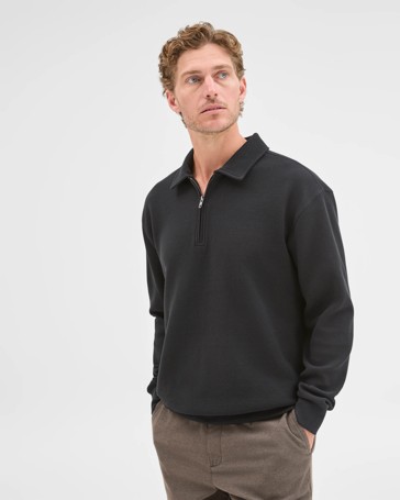 Australian Cotton Blend Fleece 1/4 Zip Collared Top