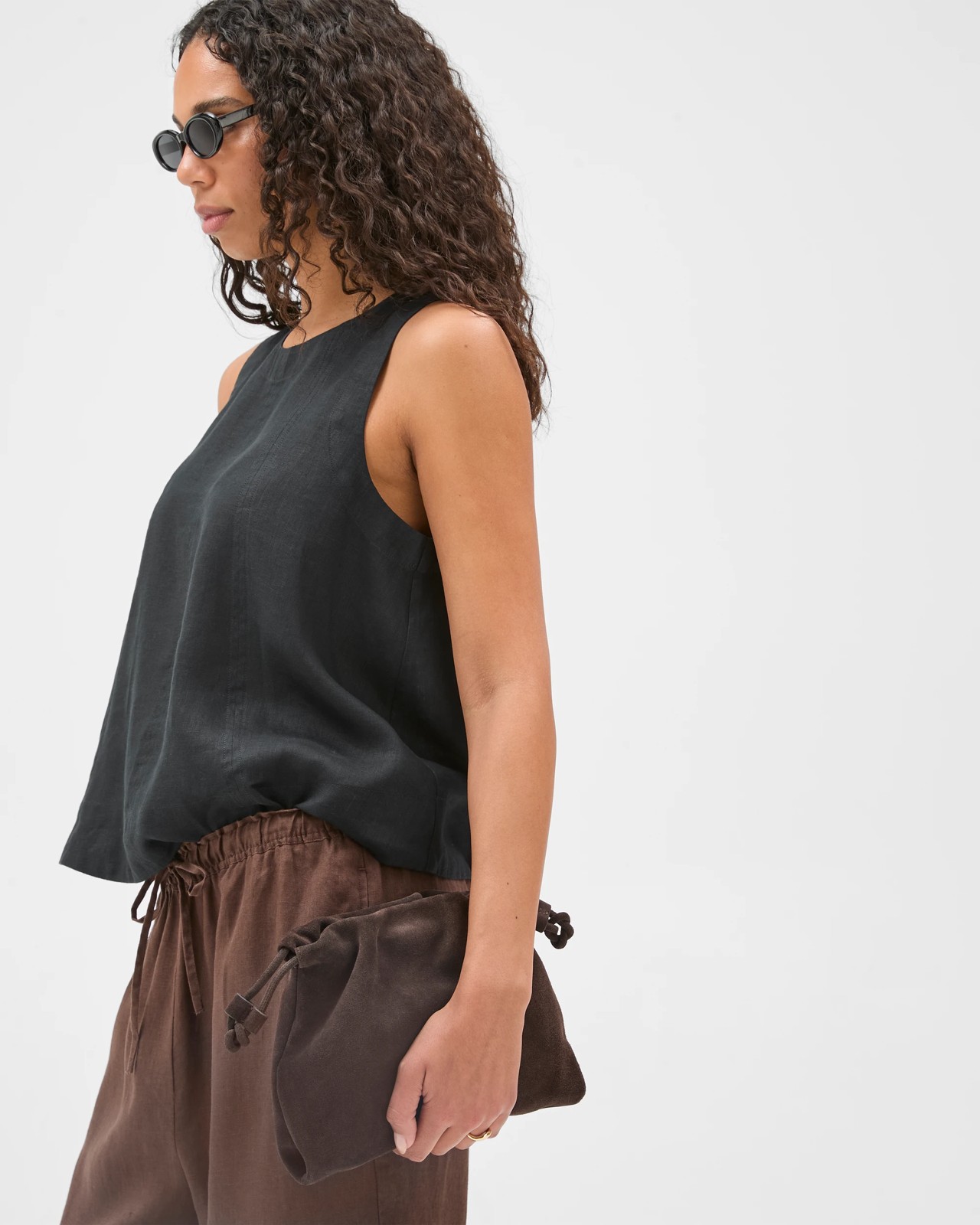 Premium Suede Leather Gathered Clutch Bag - Bitter Chocolate 4 of 4