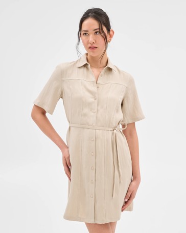 Summer Twill Seam Detail Mini Dress - Preview