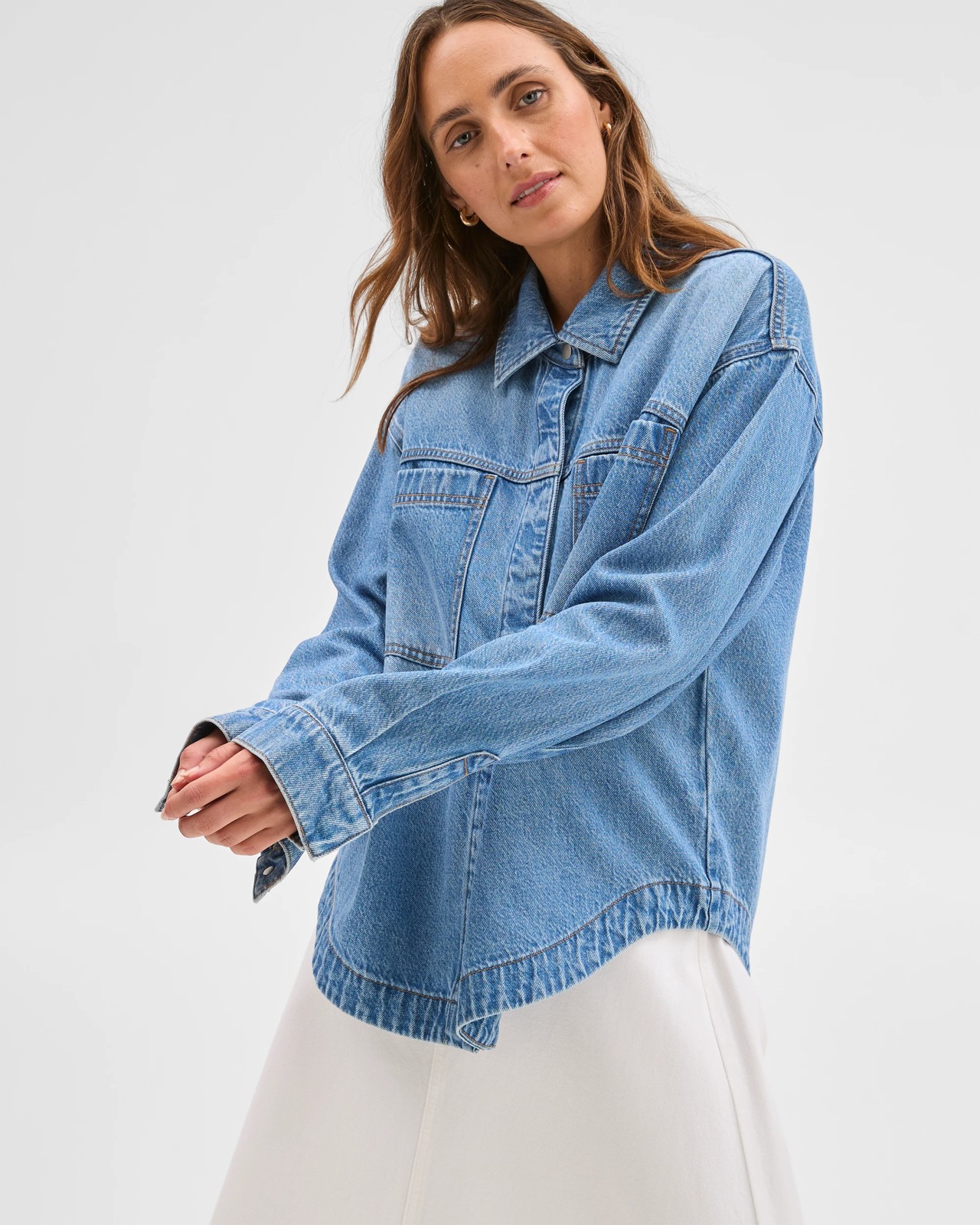 Patch Pocket Denim Shacket 3 of 6