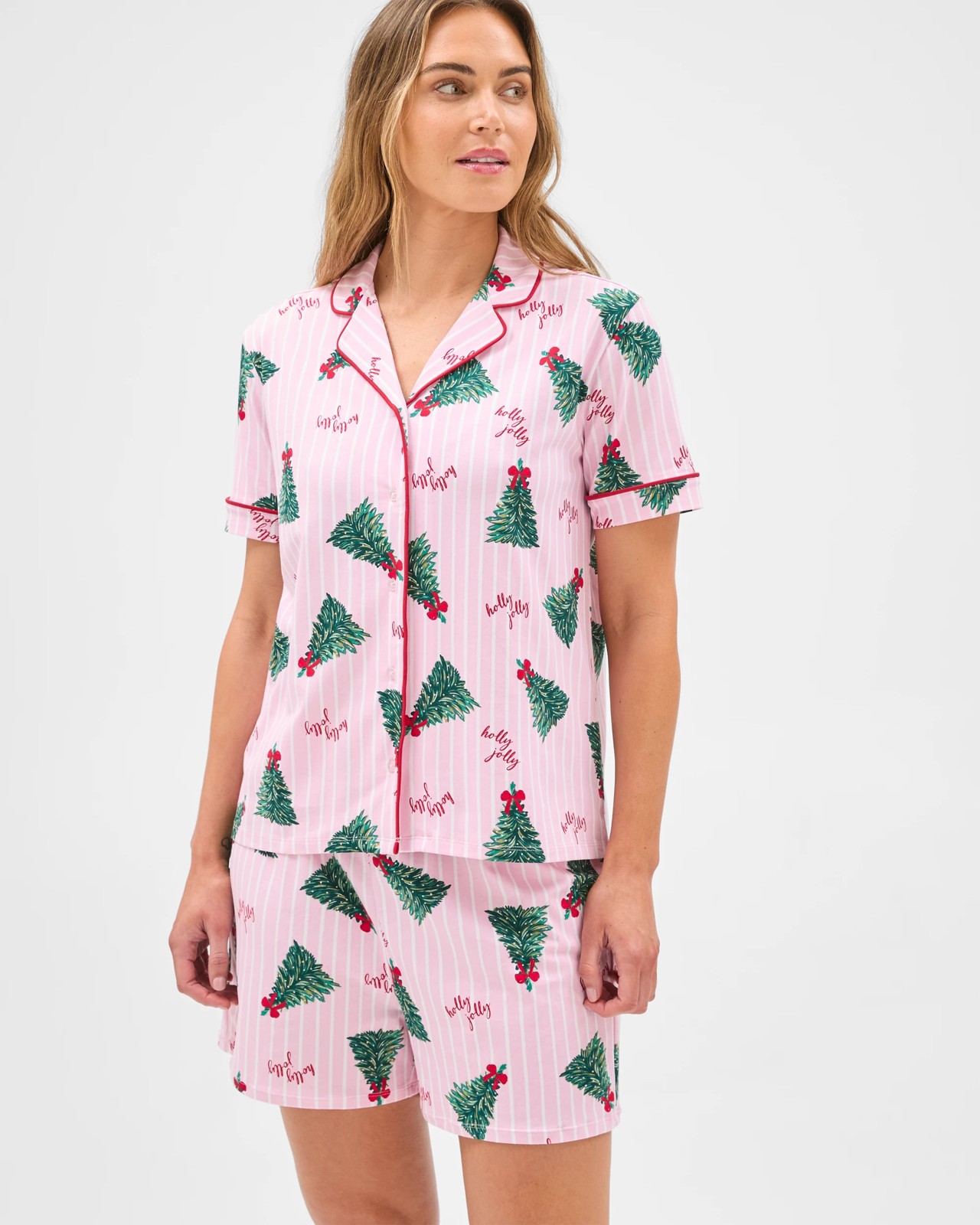 Australian Cotton Christmas Holly Jolly Short Pyjama Set 2 of 5
