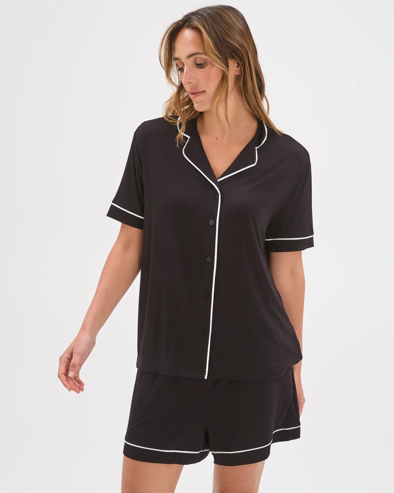 Bamboo Top and Shorts Pyjama Set - Black 2 of 5