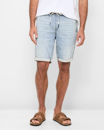 Knit Denim Shorts