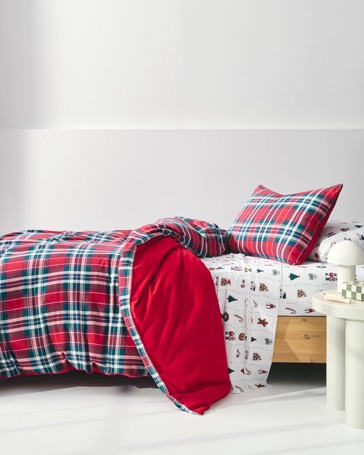 Christmas Plaid Check Quilt Cover Set