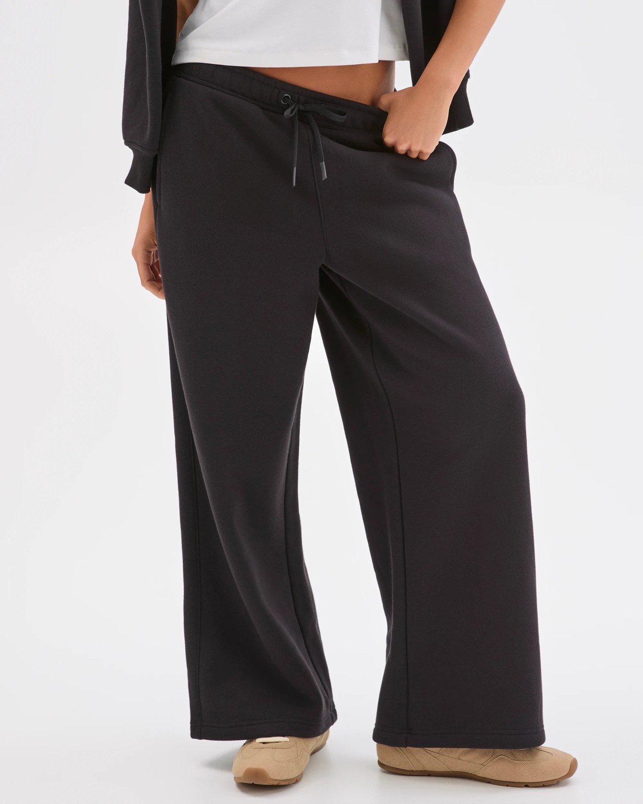 Lily Loves Australian Cotton Blend Wide Leg Trackpants - Black 2 of 6