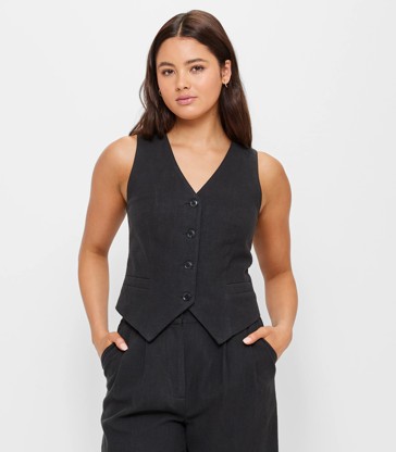 Ramie Button Front Waistcoat - Lily Loves