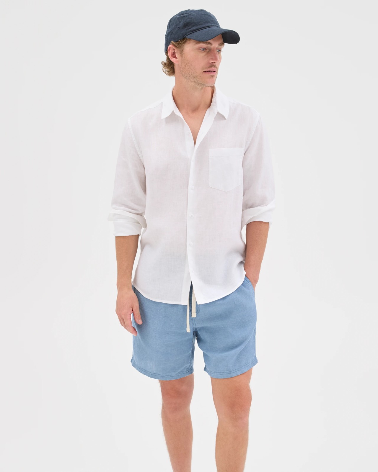 European Linen Long Sleeve Shirt - White 3 of 5