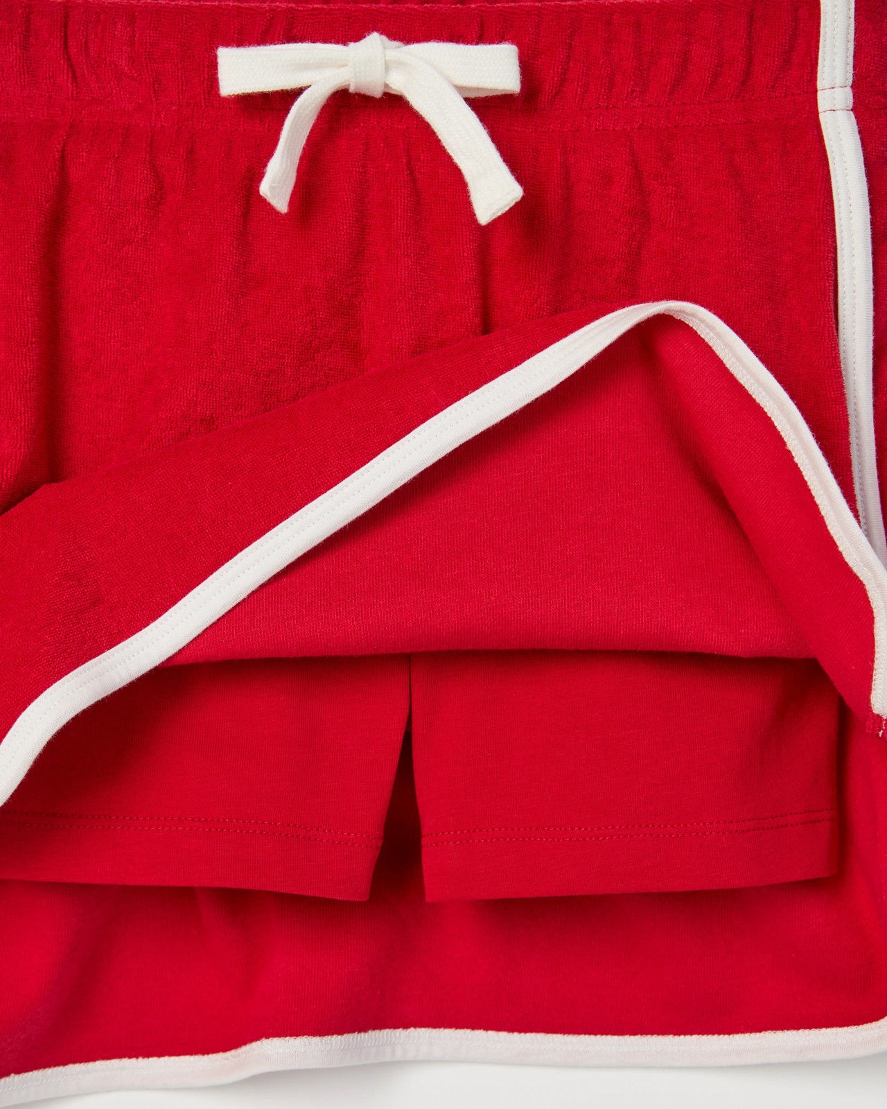 Australian Cotton Dolphin Hem Short Length Knit Terry Skort - Red 2 of 2