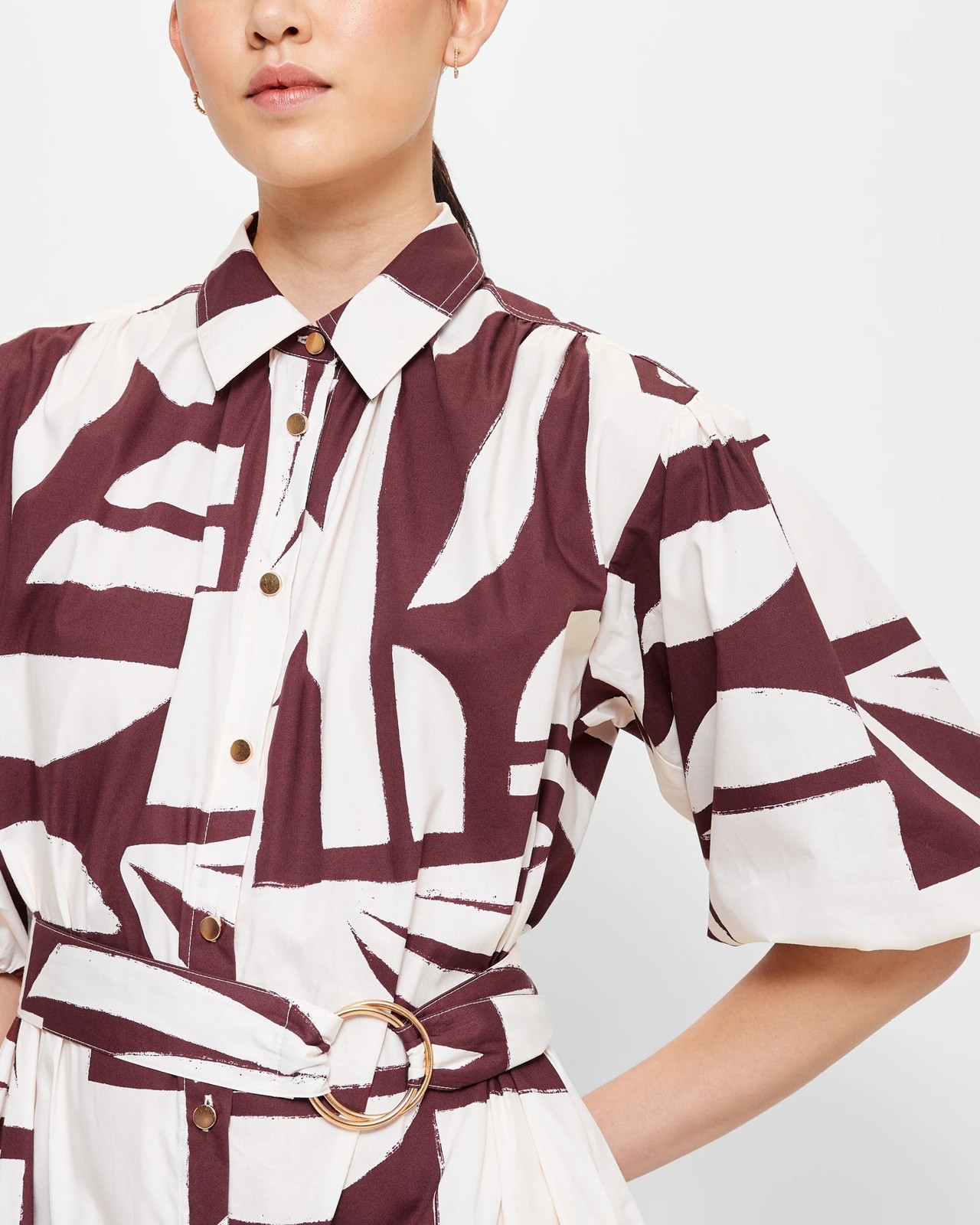 Gathered Detail Belted Shirt Dress - Preview 6 of 6